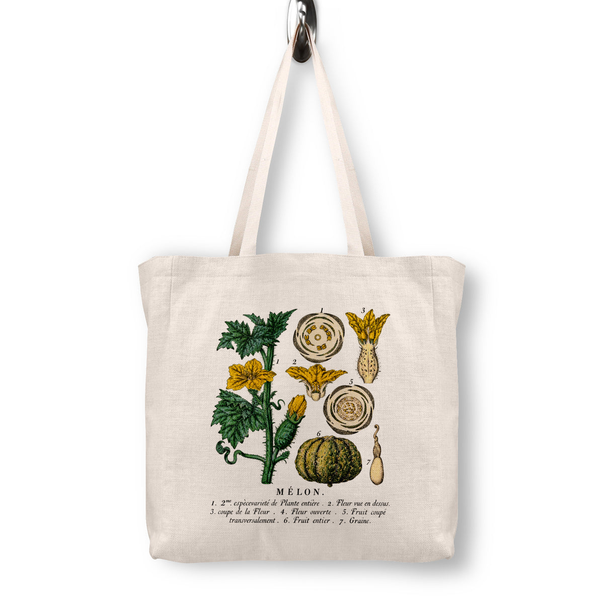 Melon Vine Botanical Canvas Tote Bag | 1873 French Lithograph