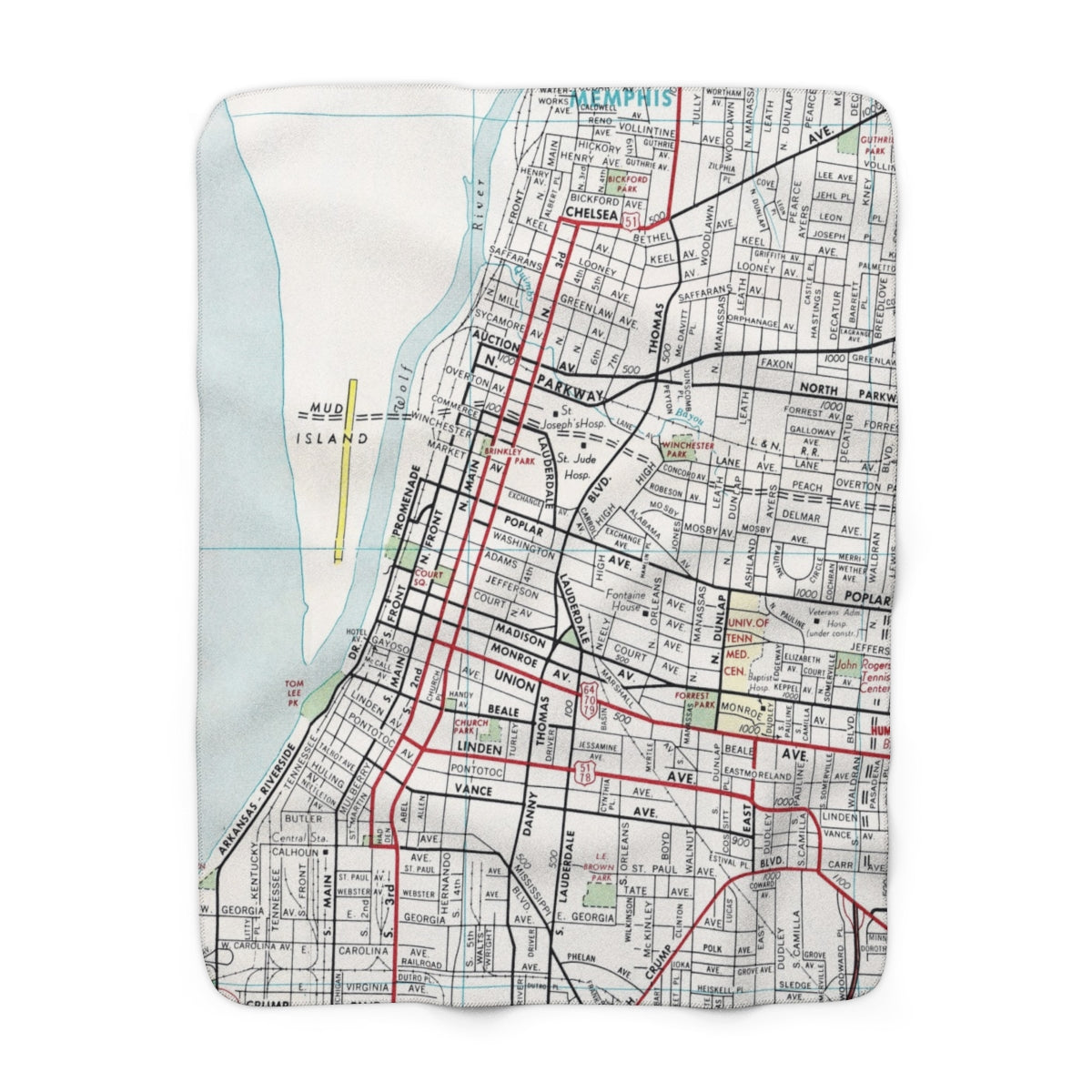 Memphis, Tennessee Map Sherpa Fleece Blanket | Cozy Travel Throw