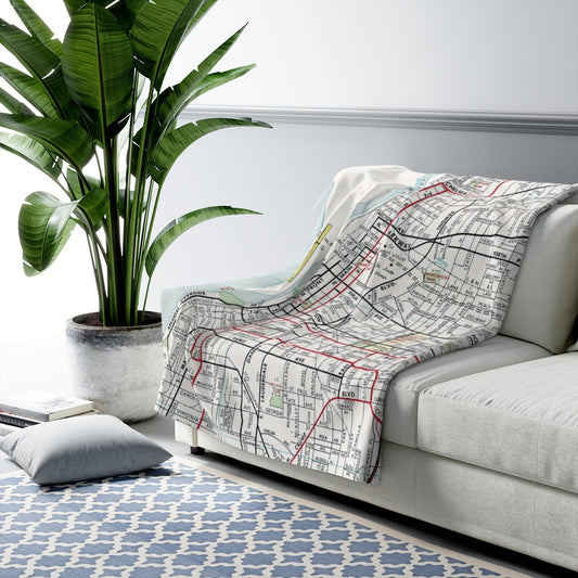 Memphis, Tennessee Map Sherpa Fleece Blanket | Cozy Travel Throw