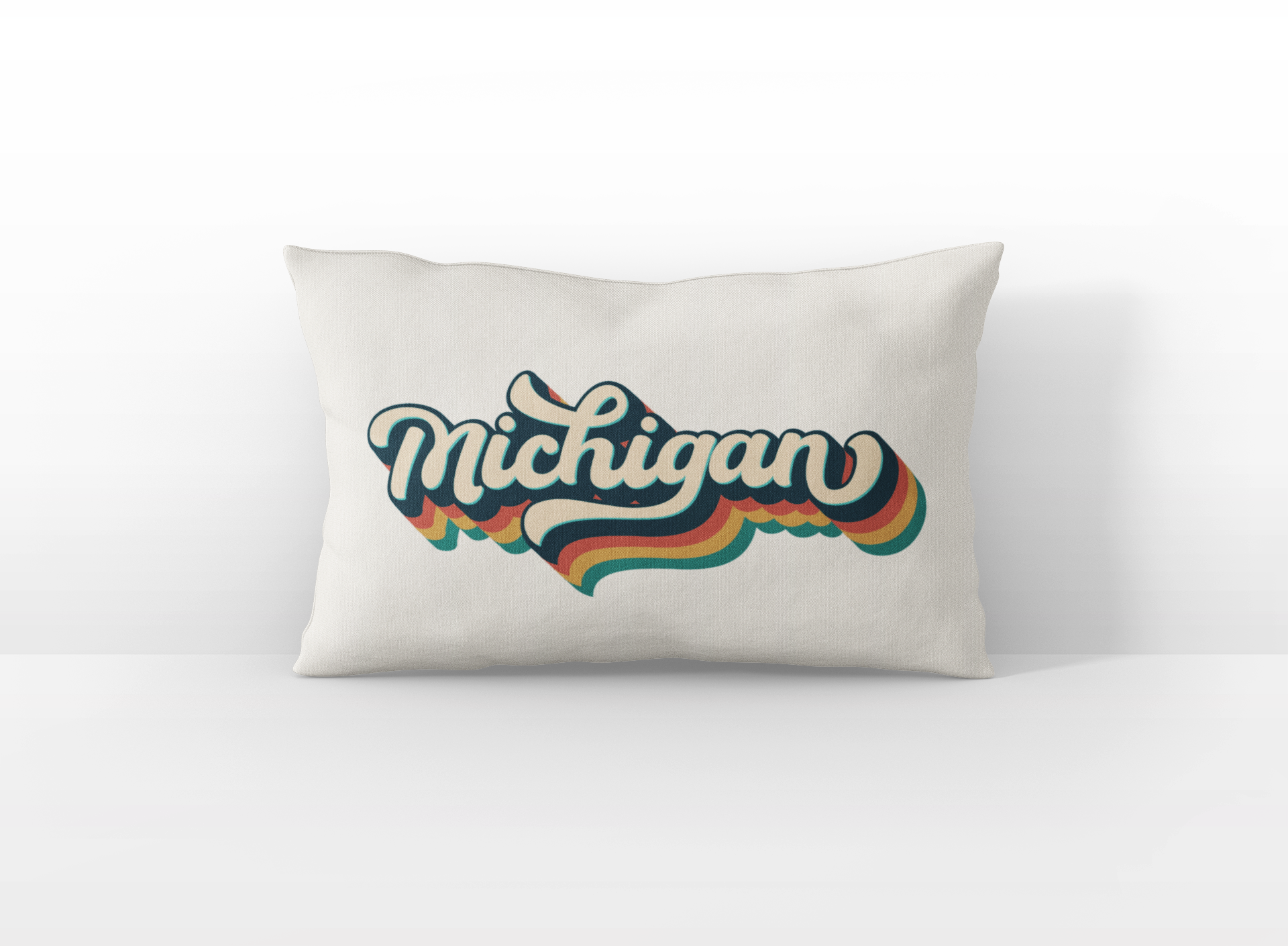 Michigan retro text lumbar pillow