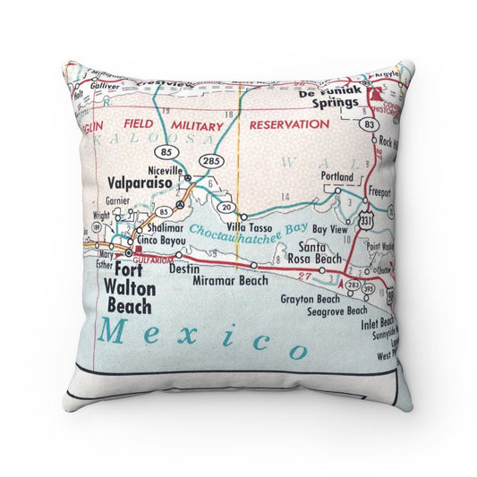 Miramar Beach Florida vintage map pillow