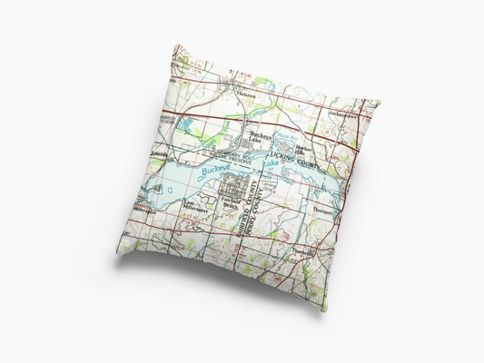 Buckeye Lake Ohio Vintage Map Pillow