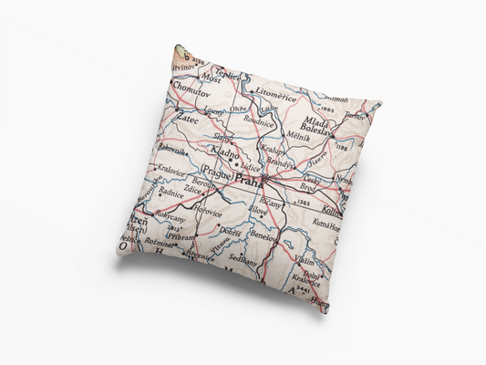 Prague Czech Republic Vintage Map Throw Pillow