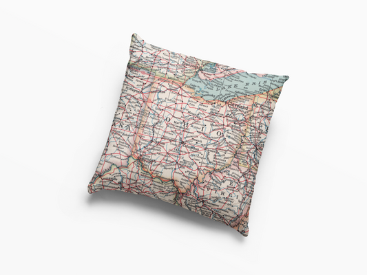 Ohio Map Throw Pillow | Vintage Map Home Decor