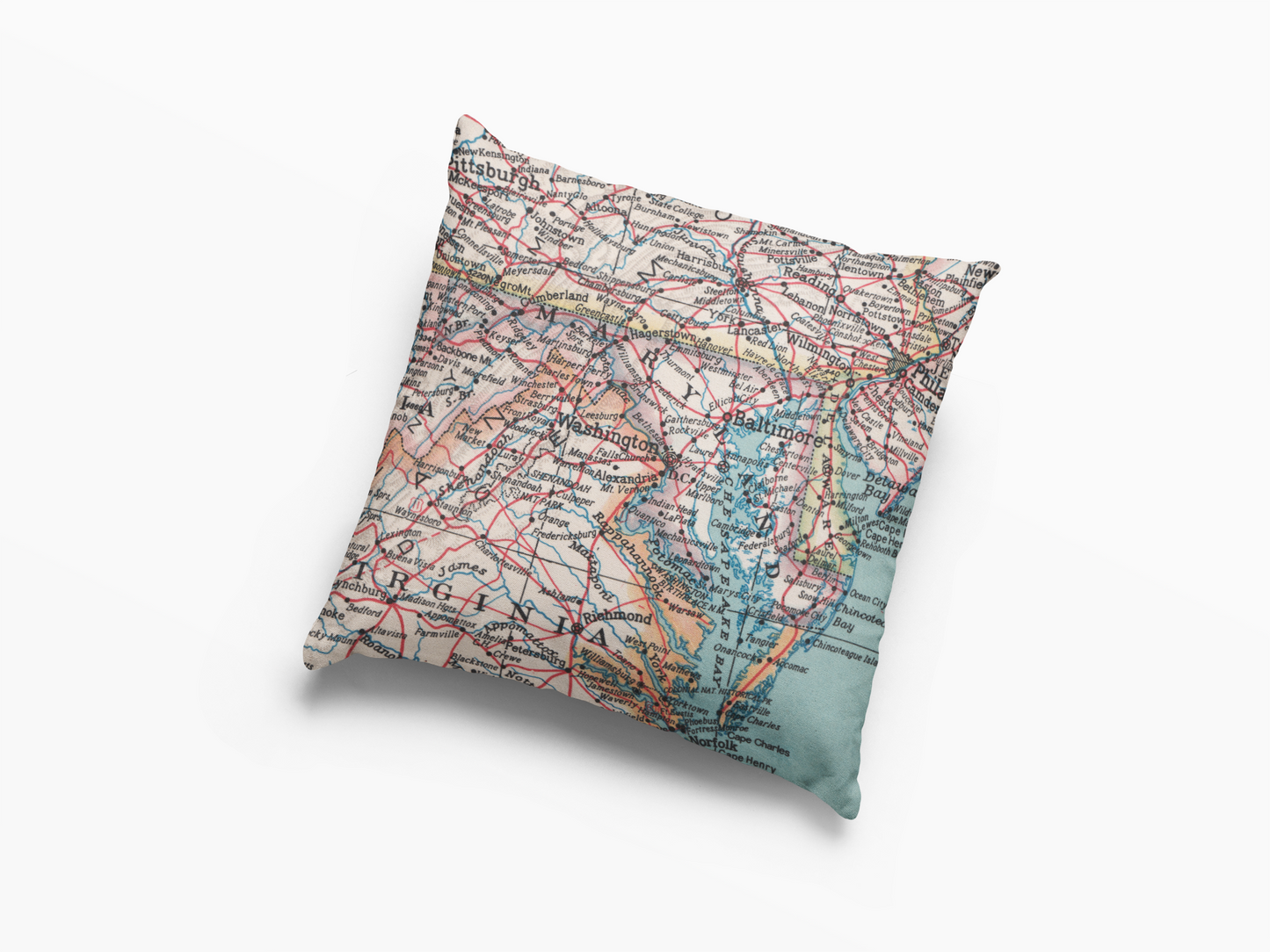 Maryland Map Pillow | Vintage Maryland Map Throw Pillow