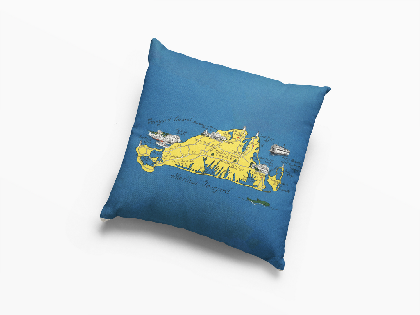 Martha’s Vineyard Massachusetts Vintage Map Pillow