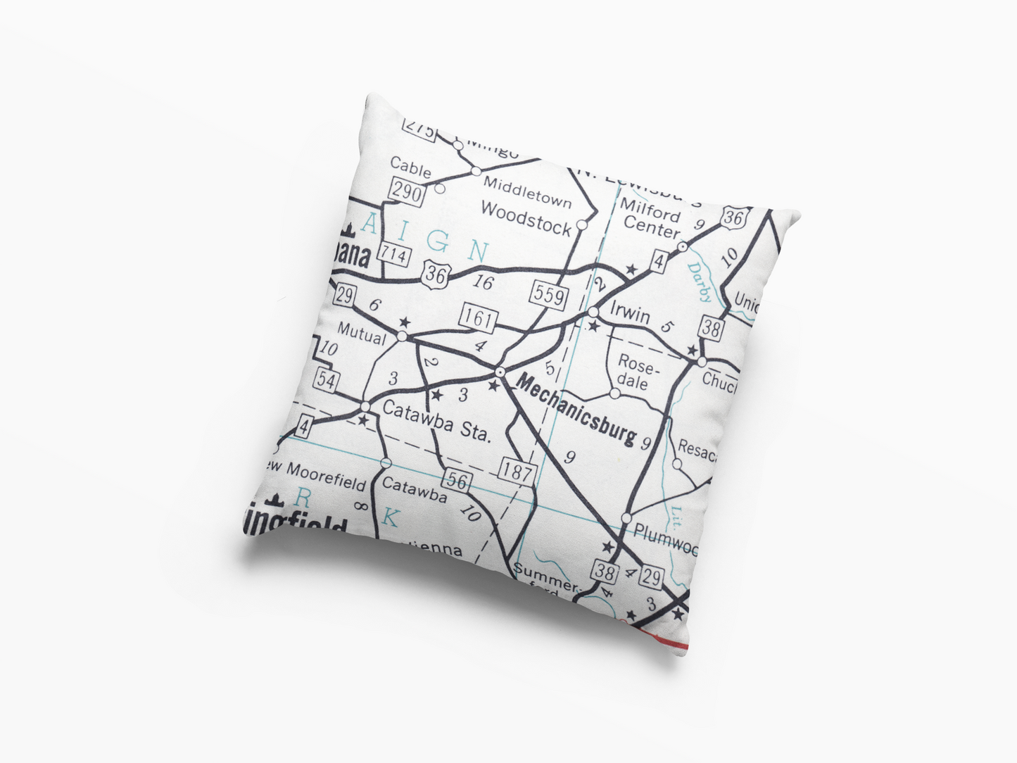 Mechanicsburg Ohio Vintage Map Pillow