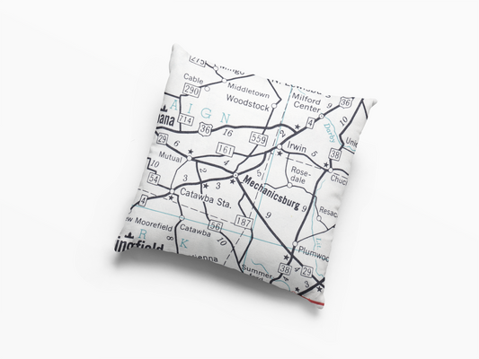 Mechanicsburg Ohio Vintage Map Pillow