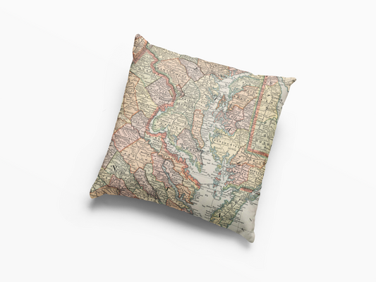 Chesapeake Bay Vintage Map Throw Pillow