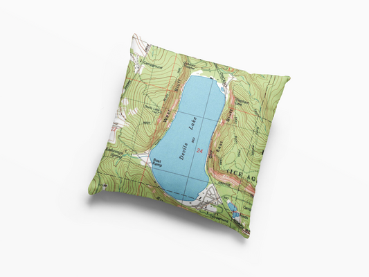 Devil’s Lake Wisconsin Map Pillow | Vintage Lake Home Decor | Baraboo WI Throw Pillow
