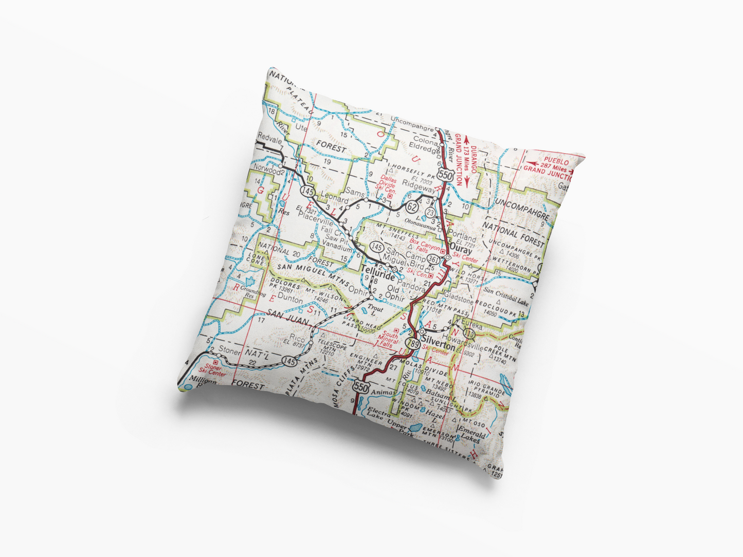 Telluride Colorado Vintage Map Throw Pillow