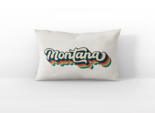 Montana retro text lumbar pillow