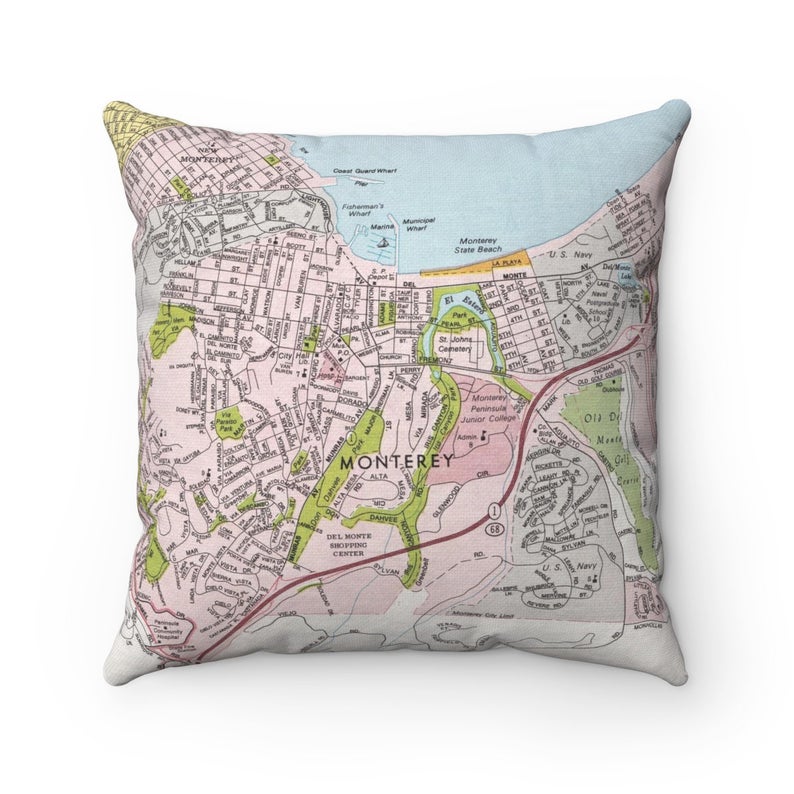 Monterey California vintage map pillow