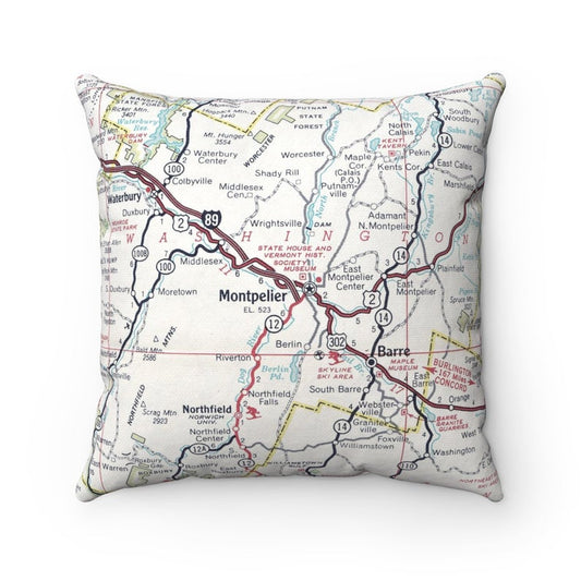 Montpelier Vermont vintage map pillow