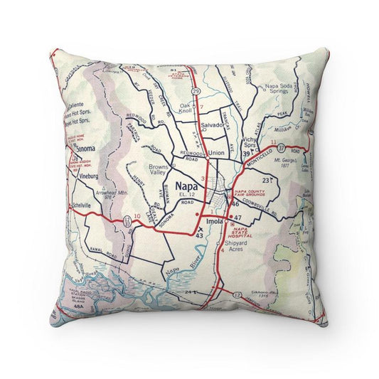 Napa California vintage map pillow