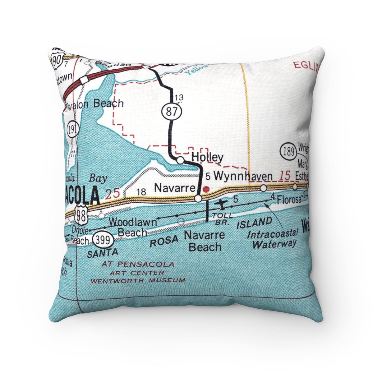 Navarre Florida vintage map pillow