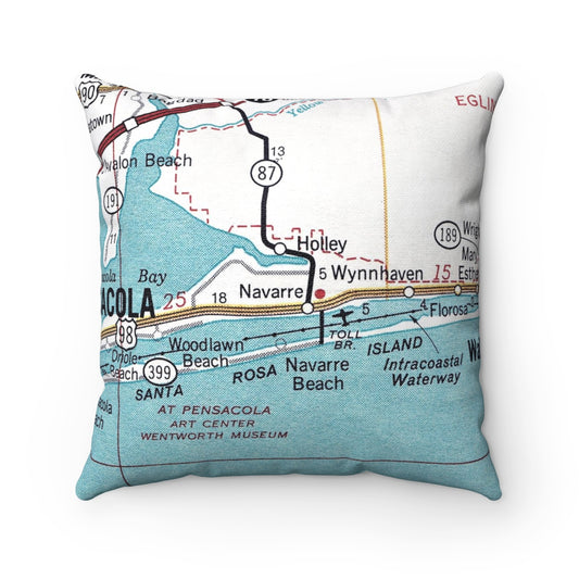 Navarre Florida vintage map pillow