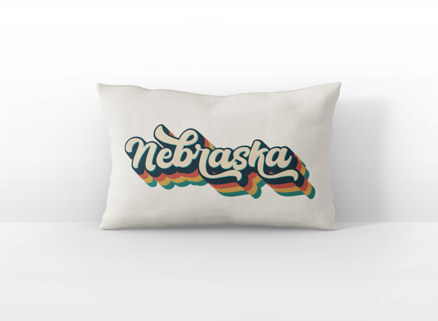 Nebraska retro text lumbar pillow