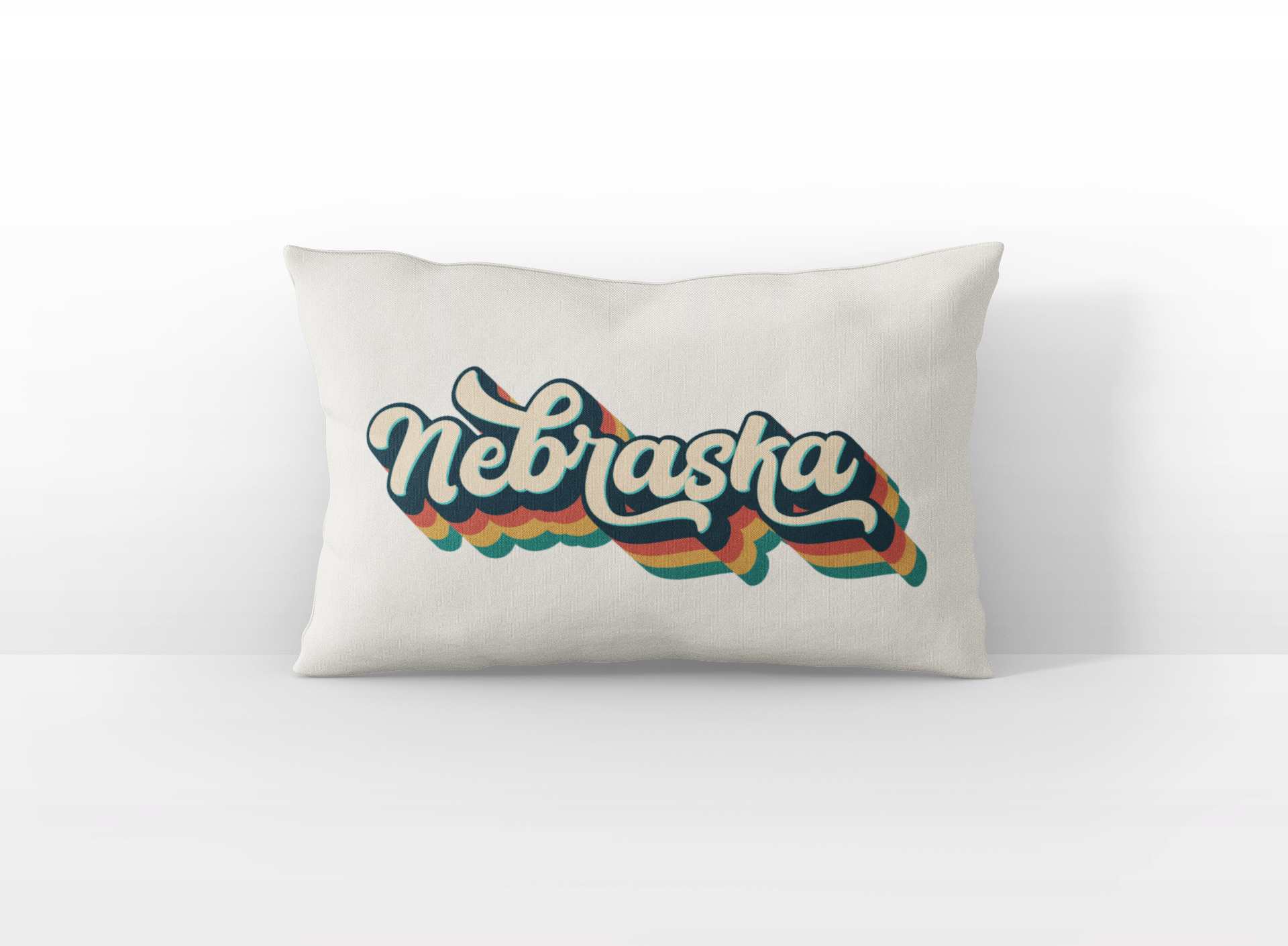 Nebraska retro text lumbar pillow