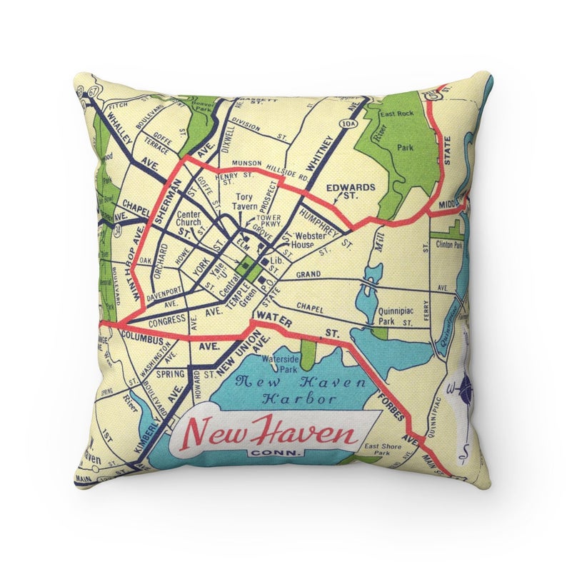 New Haven Connecticut vintage map pillow
