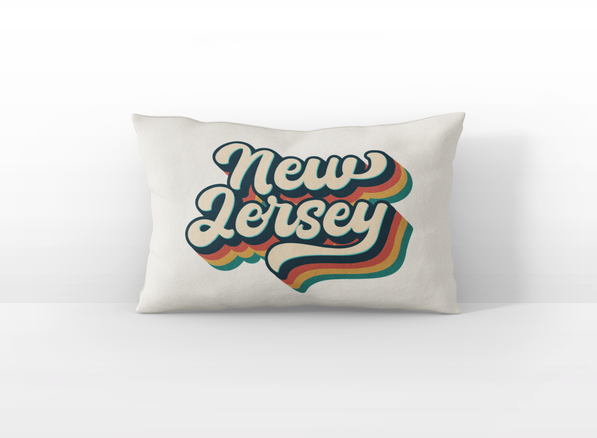 New Jersey retro text lumbar pillow