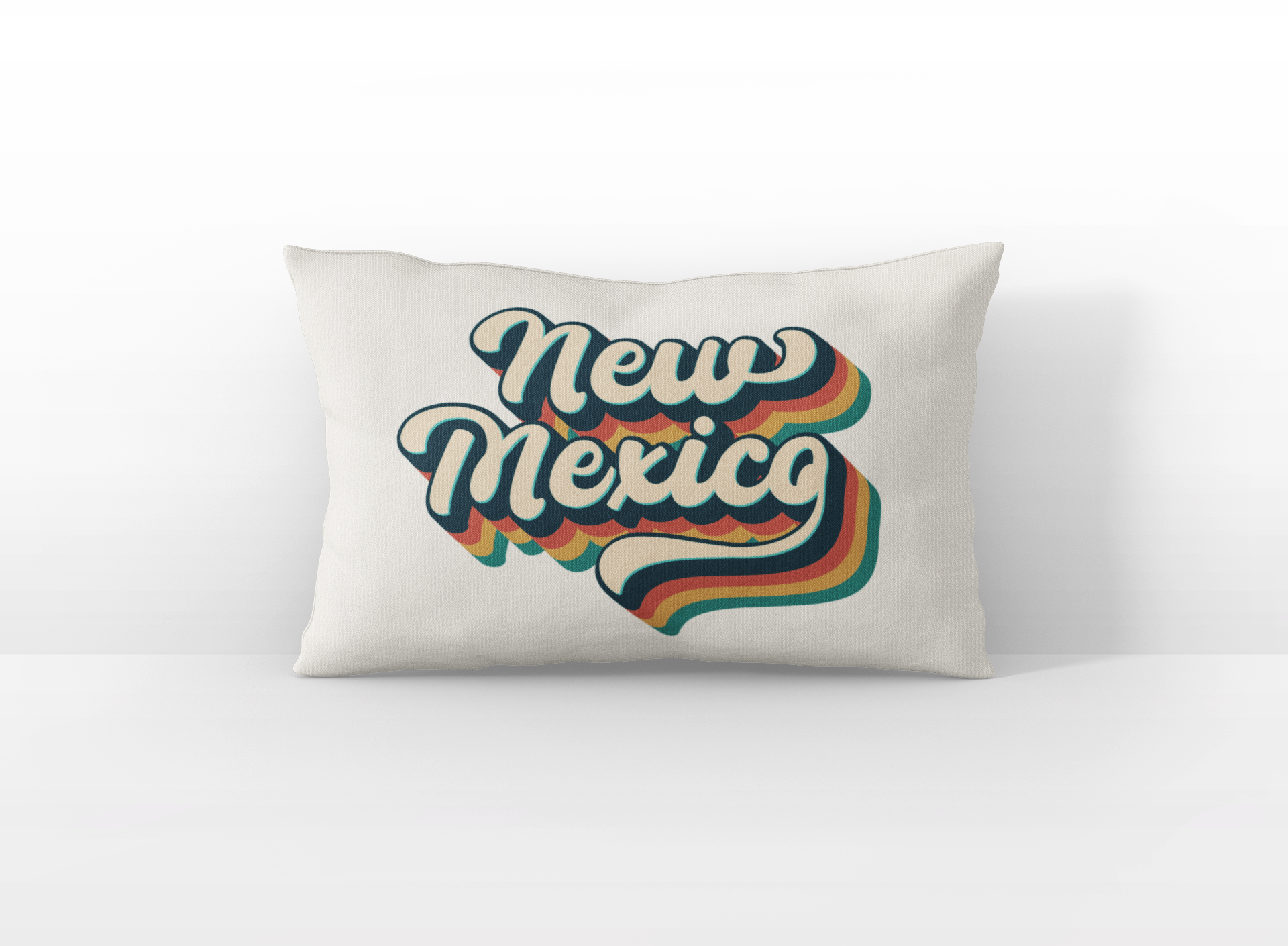 New Mexico retro text lumbar pillow