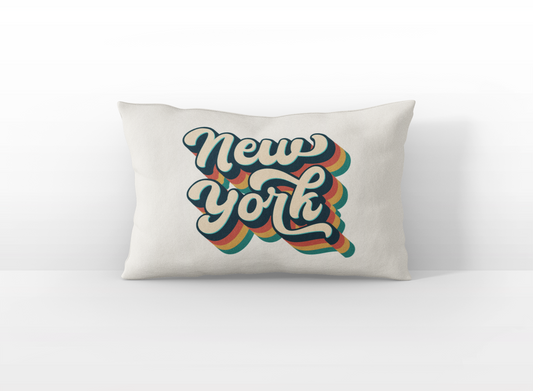 New York retro text lumbar pillow