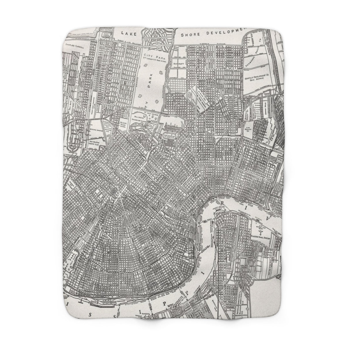 New Orleans Louisiana Map Sherpa Fleece Blanket | Cozy Travel Throw