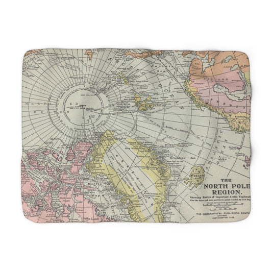North Pole Map Sherpa Fleece Blanket | Cozy Travel Throw