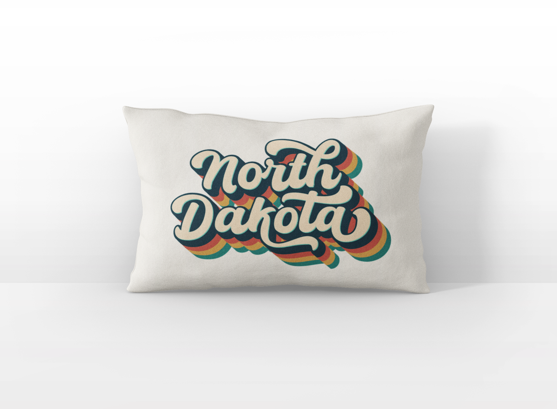 North Dakota retro text lumbar pillow