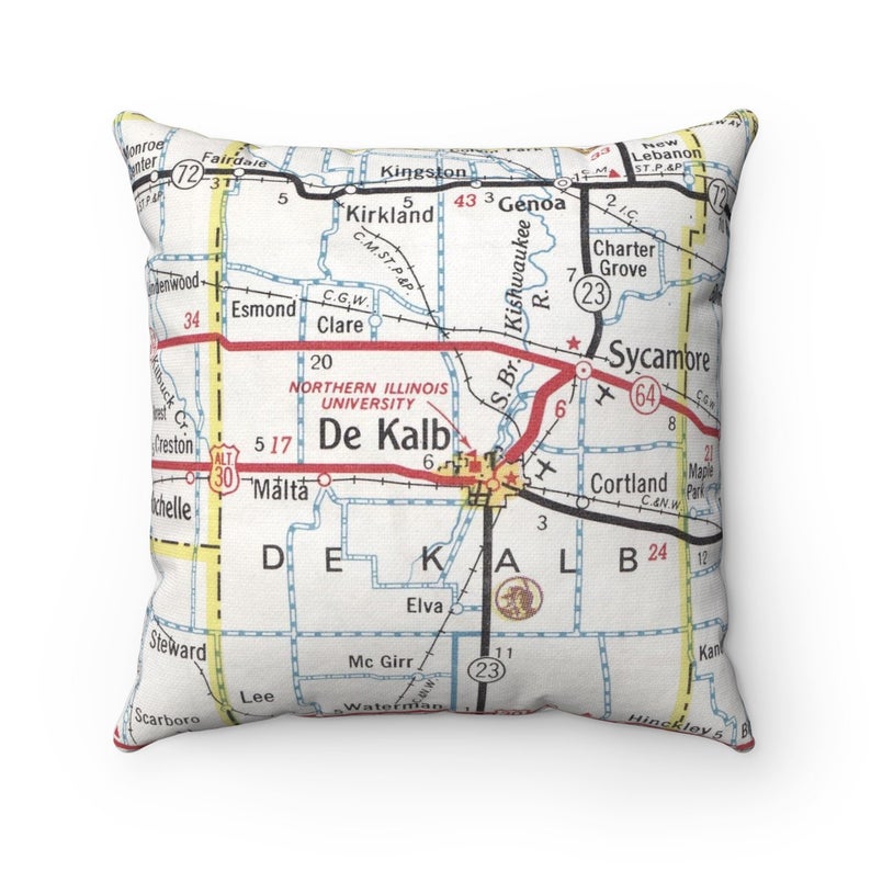 Northern Illinois University vintage map pillow