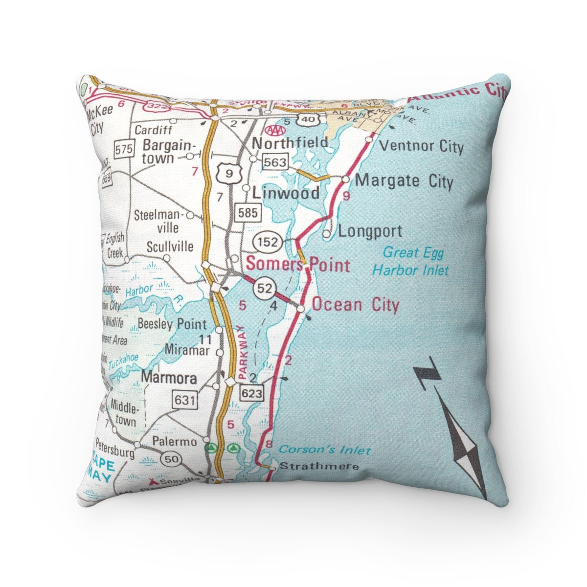 Ocean City New Jersey vintage map pillow