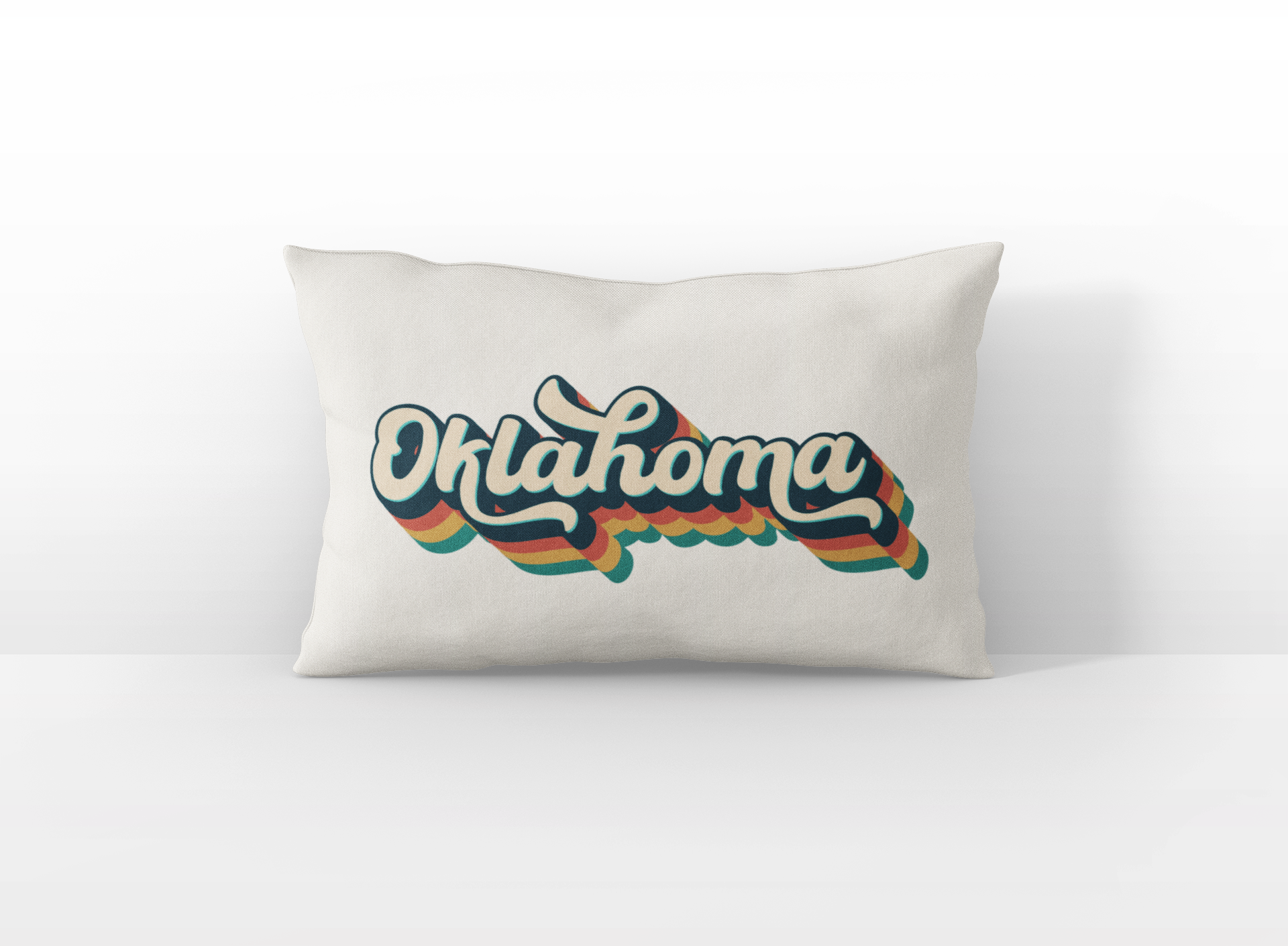 Oklahoma retro text lumbar pillow