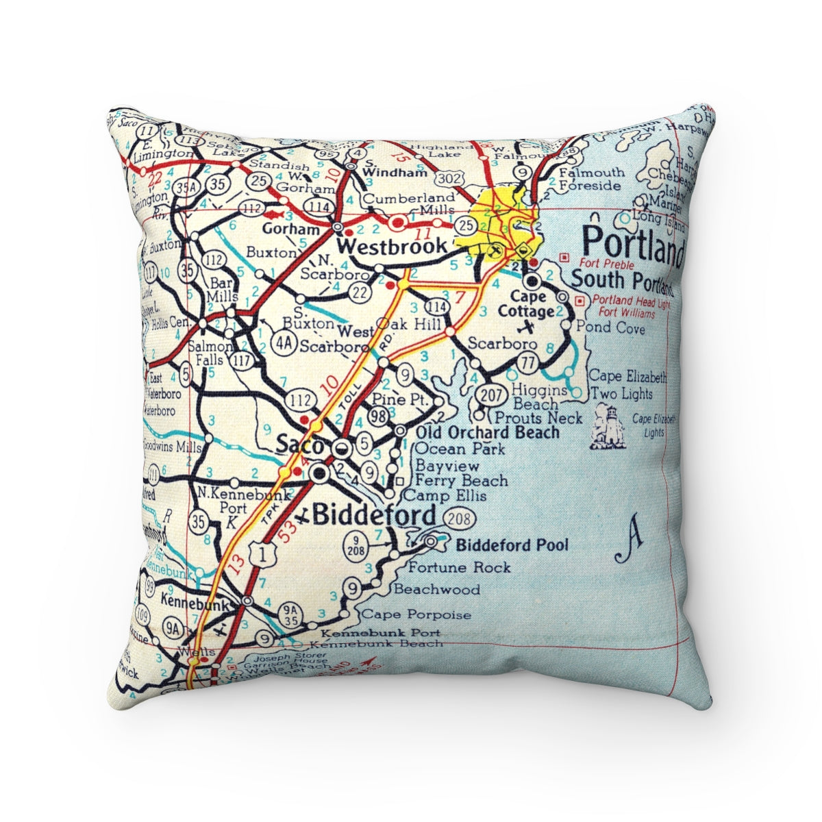 Old Orchard Beach Maine vintage map pillow