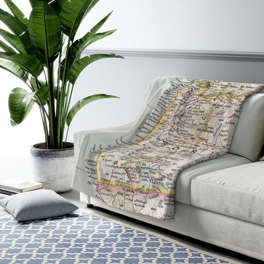 Oregon Coast Map Fleece Blanket | Vintage Oregon Coast Travel Throw | Pacific Northwest Coastal Home Decor