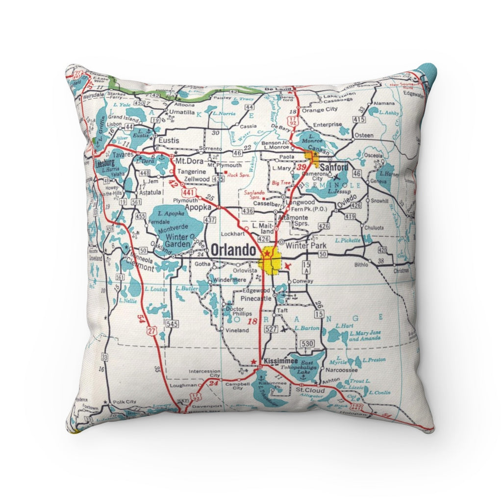 Orlando Florida vintage map pillow