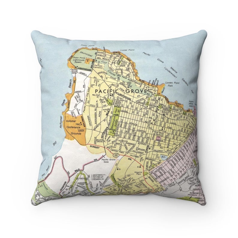 Pacific Grove California vintage map pillow