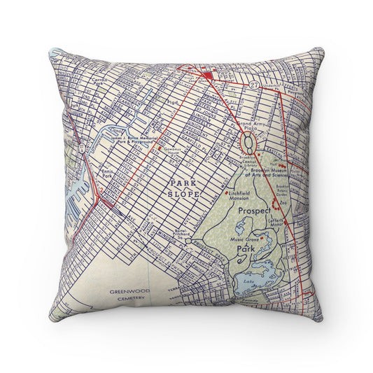 Park Slope Brooklyn vintage map pillow