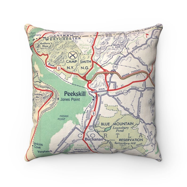 Peekskill New York vintage map pillow