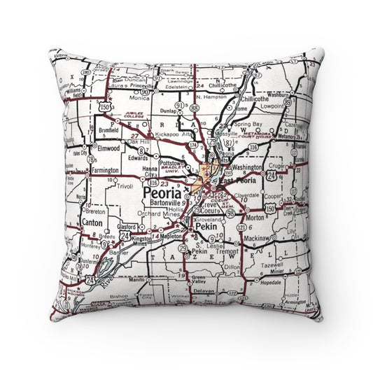 Peoria Illinois vintage map pillow