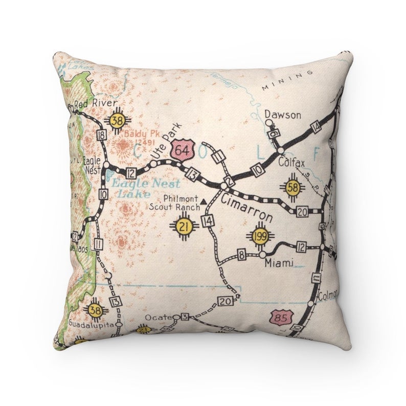Philmont New Mexico vintage map pillow