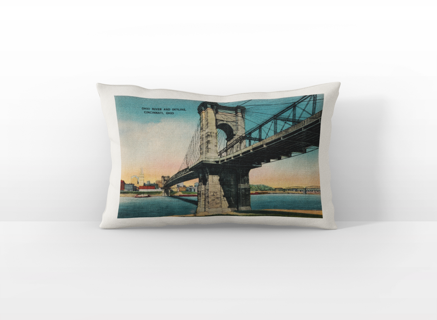 Roebling Bridge Postcard Pillow | Cincinnati Ohio