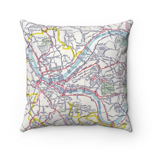 Pittsburgh Pennsylvania vintage map pillow