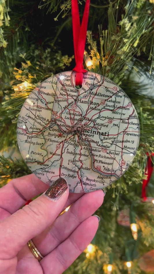 London Vintage Map Ornament | London Travel Christmas Ornament