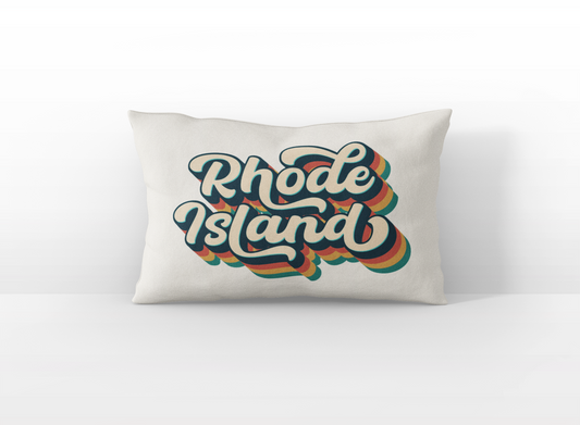 Rhode Island retro text lumbar pillow