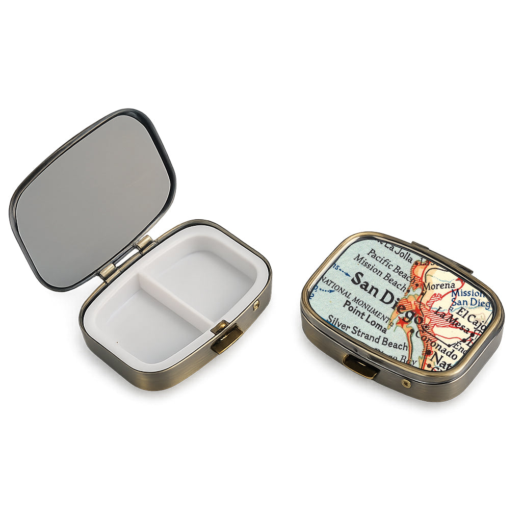 San Diego California Vintage Map Pill Case