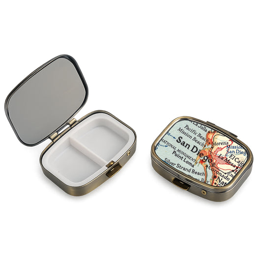 San Diego California Vintage Map Pill Case
