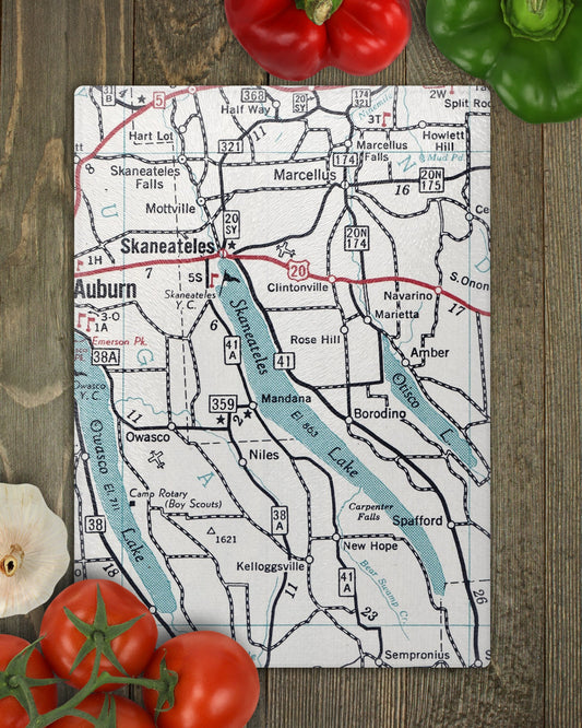Skaneateles Lake New York Map Cutting Board | Travel Gift | Kitchen Decor