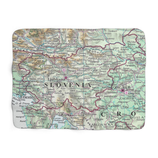 Slovenia Map Sherpa Fleece Blanket | Cozy Travel Throw