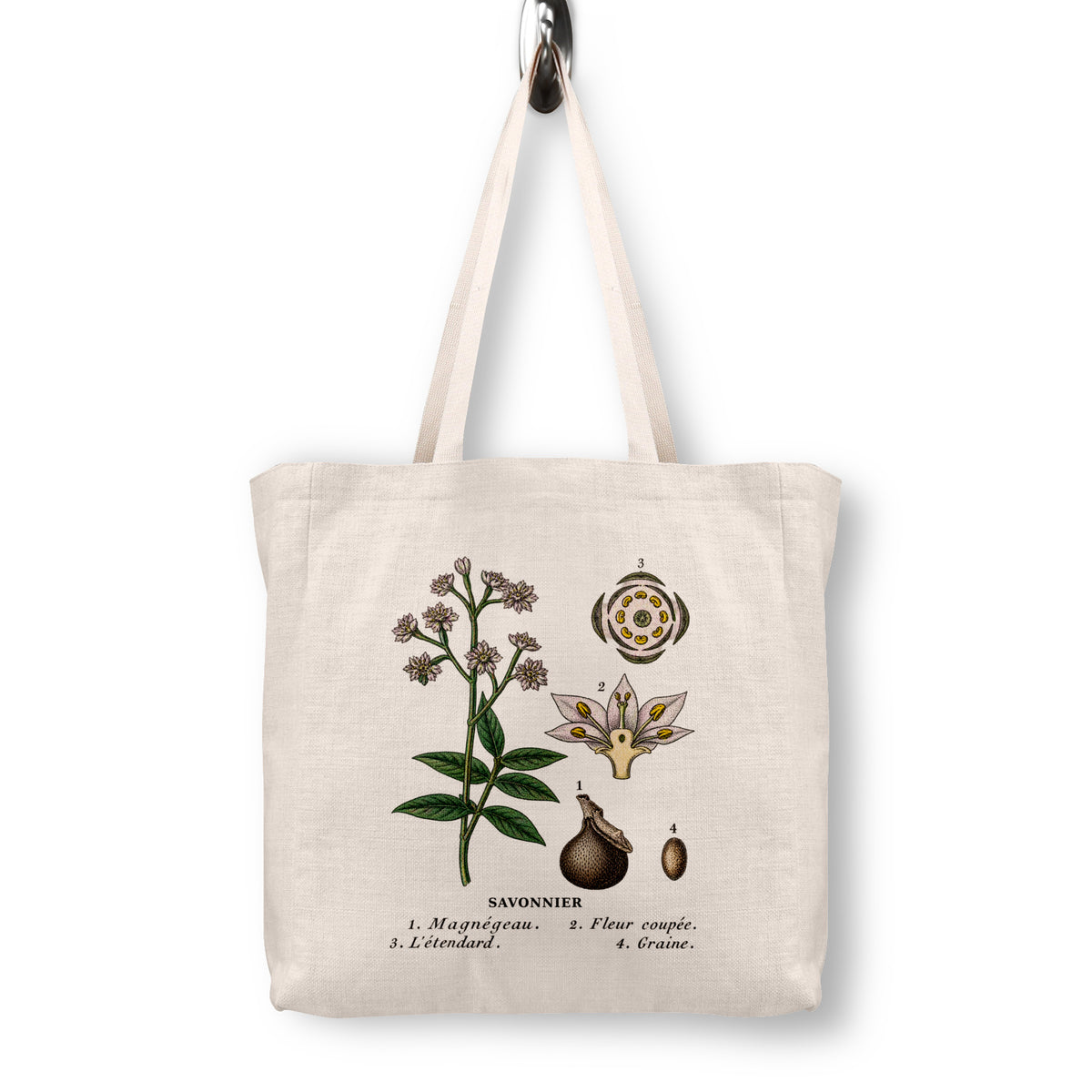 Soapwort Botanical Canvas Tote Bag | 1873 French Lithograph